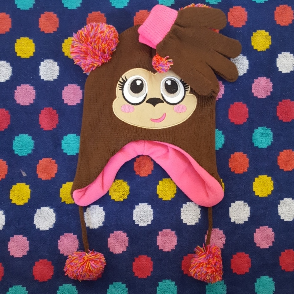 Toddler/Little girls hat and gloves set